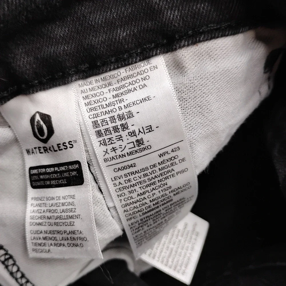 Levis 502 Regular Tapered Fit Mens Jeans 31x32 Washed Black Denim Pants